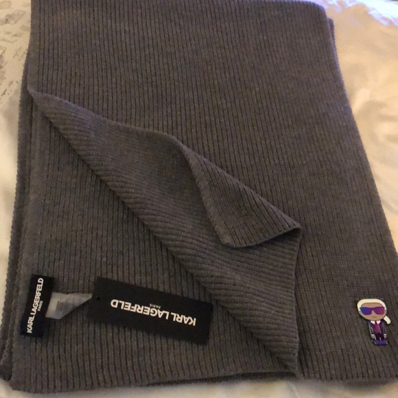 Karl Lagerfeld Heather Granite Long Ribbed Scarf Rainbow Enamel Karl OS NWT - Picture 16 of 16